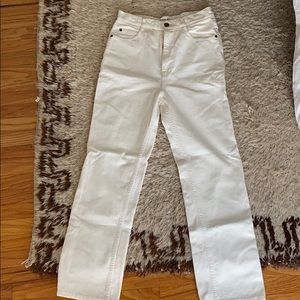Apiece apart cream high-wasted bootcut jeans